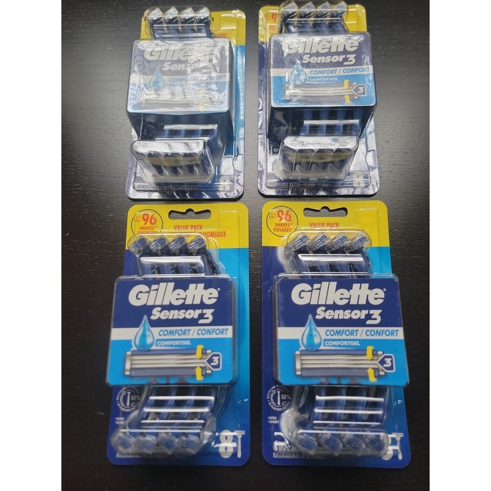 Lot of 4 8-Packs Gillette Sensor3 Comfort Men's Disposable Razors 32 in Total!